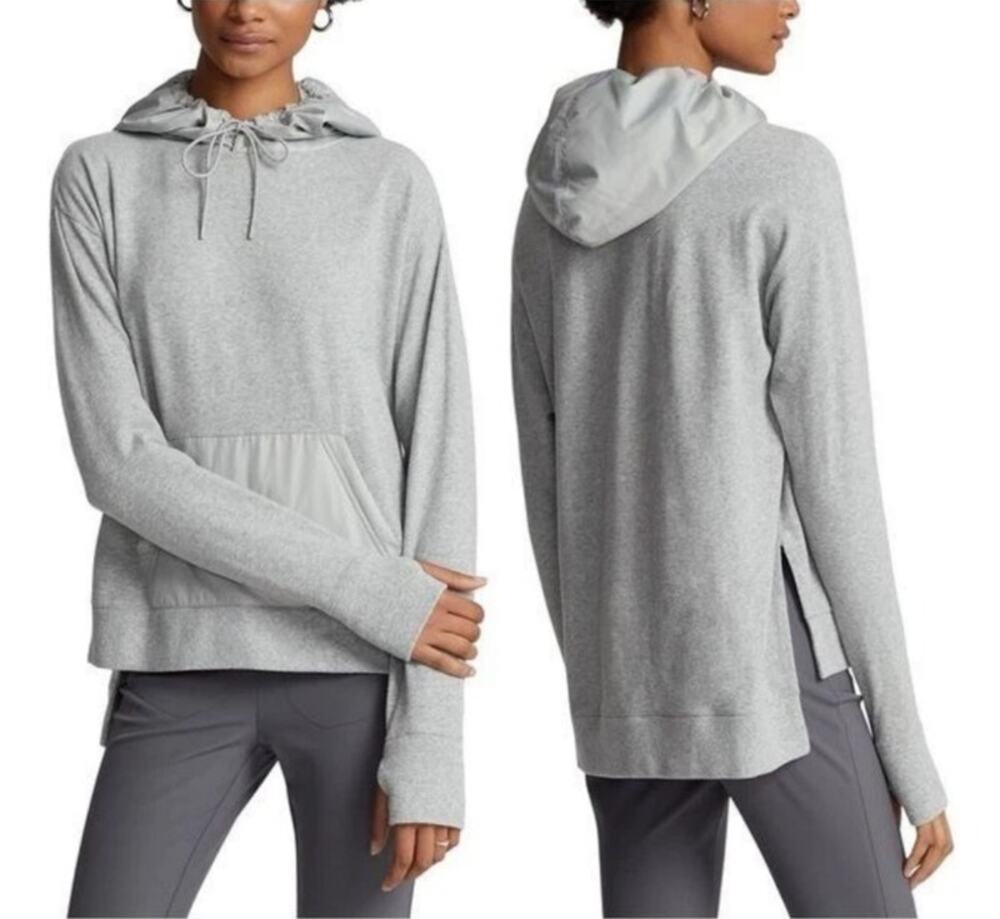 RLX Ralph Lauren Logo Hybrid Jersey  grey heathered hoodie MED